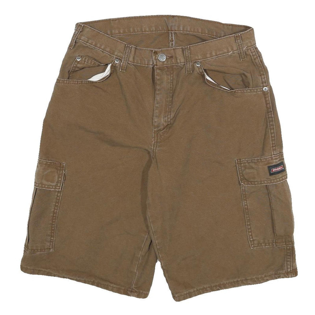DICKIES Mens Cargo Brown Shorts XL W34 Workwear Cotton Blend Pockets