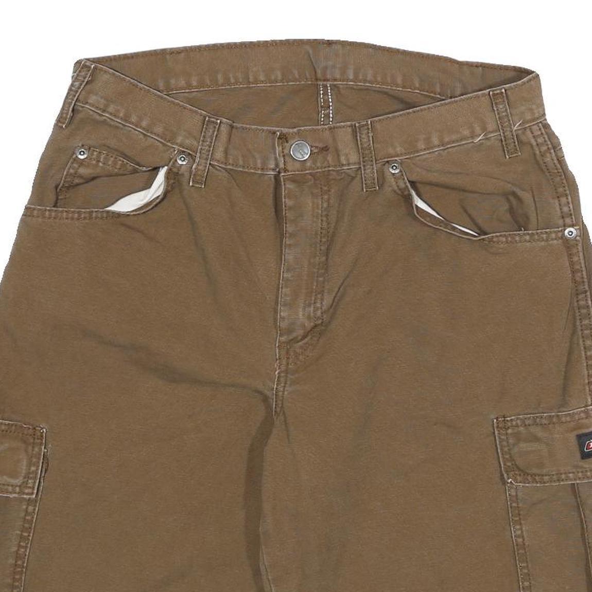 DICKIES Mens Cargo Brown Shorts XL W34 Workwear Cotton Blend Pockets