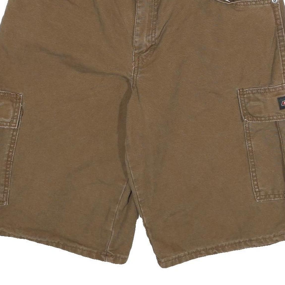 DICKIES Mens Cargo Brown Shorts XL W34 Workwear Cotton Blend Pockets