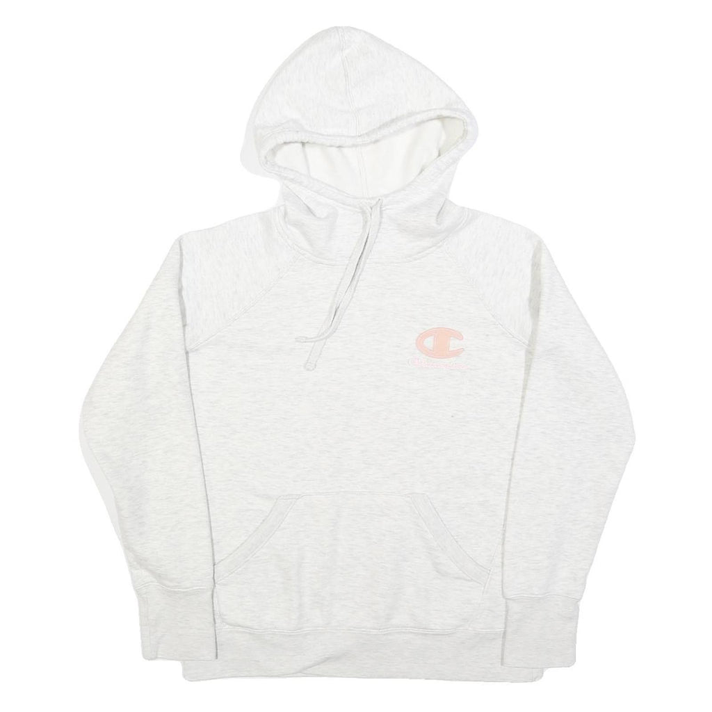 CHAMPION Womens White & Pink Logo Pullover Hoodie S Casual Sporty Sweatshirt