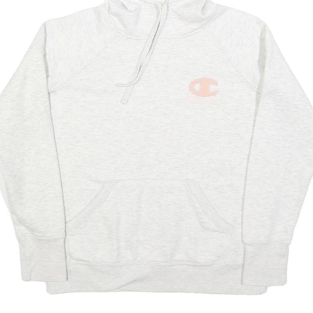 CHAMPION Womens White & Pink Logo Pullover Hoodie S Casual Sporty Sweatshirt