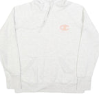 CHAMPION Womens White & Pink Logo Pullover Hoodie S Casual Sporty Sweatshirt