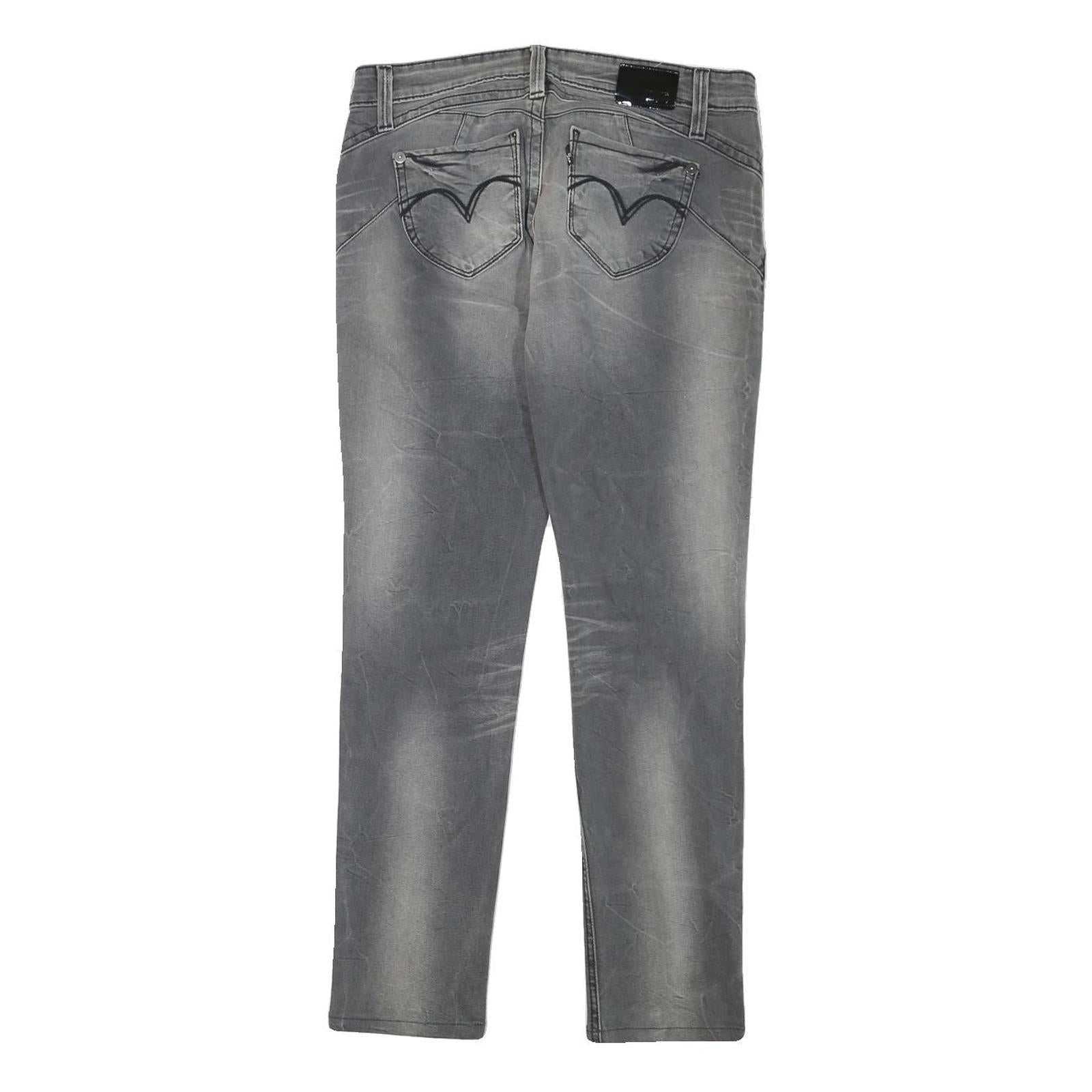 LEVI'S Womens Slim Grey Denim Slim Jeans W30 L28 Stylish Faded Wash Zip Closure