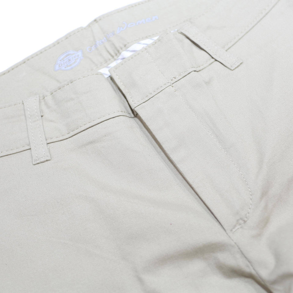 DICKIES Womens Cotton Blend Slim Beige Trousers W31 L32 Classic Slim Fit Zip