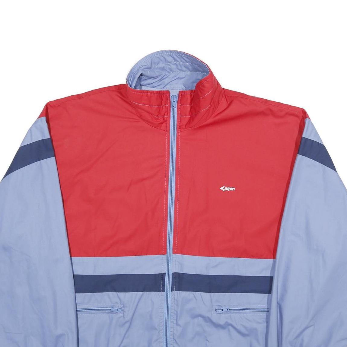 ALPIN Mens Red & Light Blue Sports Track Jacket XL Polyester Blend Colourblock