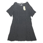 NEXT Womens Black & White Day Dress Polyester Blend Short Sleeve UK 22 Polka Dot