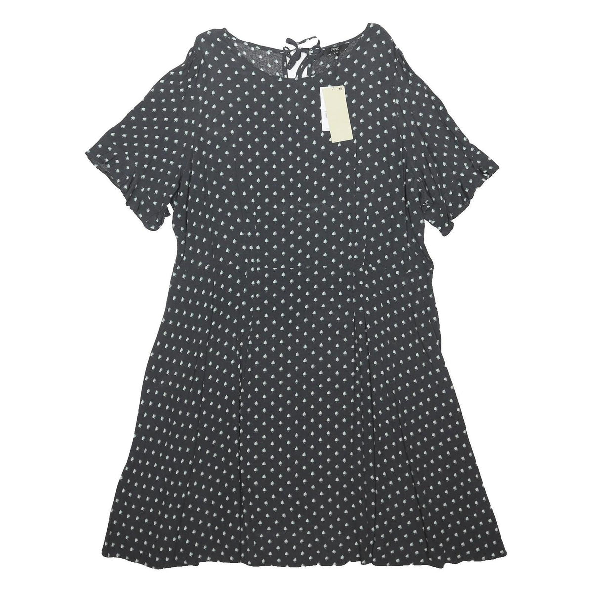 NEXT Womens Black & White Day Dress Polyester Blend Short Sleeve UK 22 Polka Dot