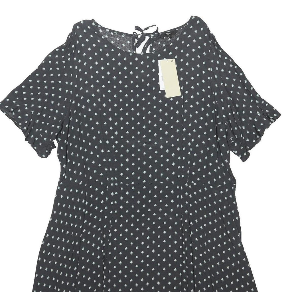 NEXT Womens Black & White Day Dress Polyester Blend Short Sleeve UK 22 Polka Dot