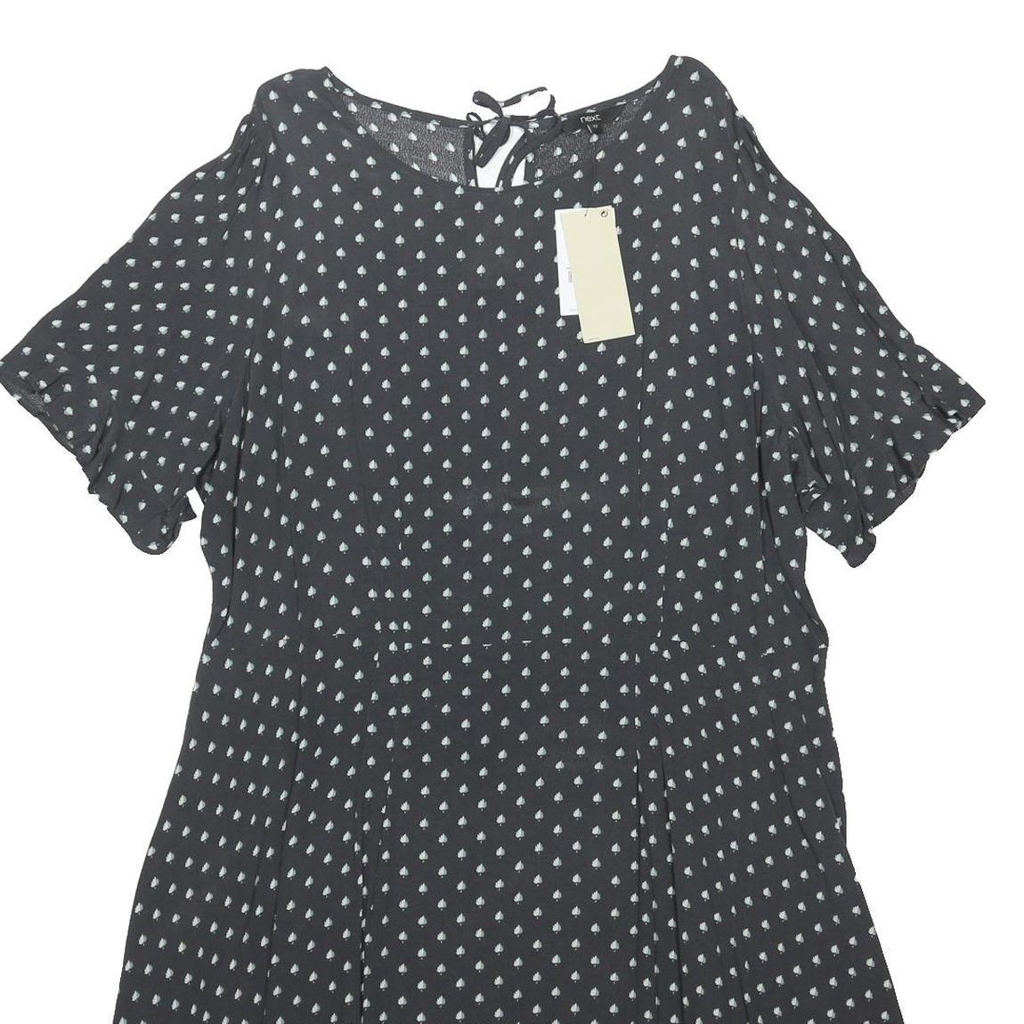 NEXT Womens Black & White Day Dress Polyester Blend Short Sleeve UK 22 Polka Dot