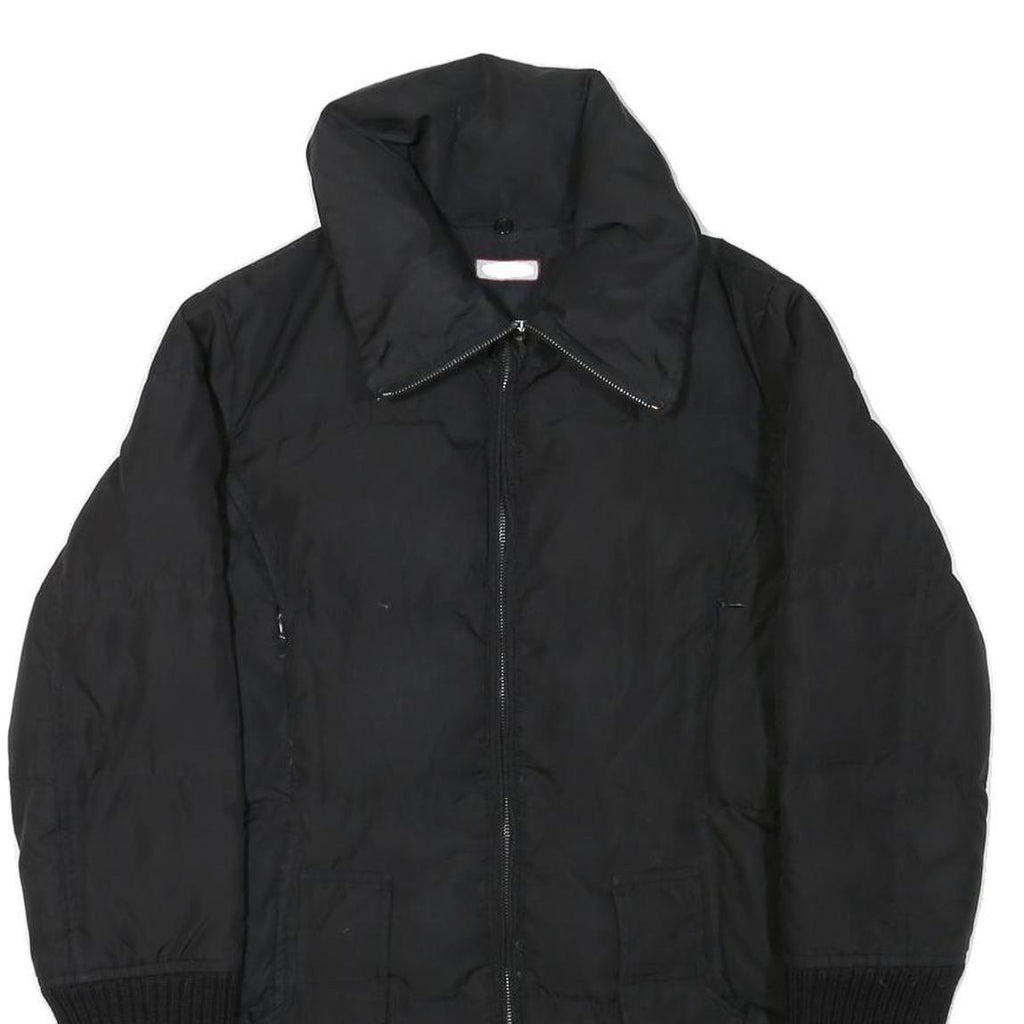 MAX&CO Womens Black Jacket S Polyester Blend Plain Zip Button Collar Casual Wear