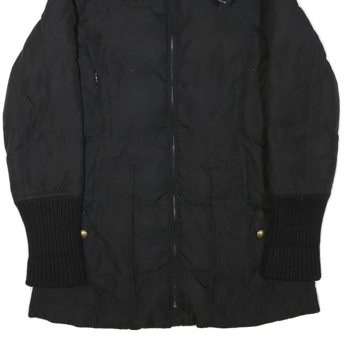 MAX&CO Womens Black Jacket S Polyester Blend Plain Zip Button Collar Casual Wear