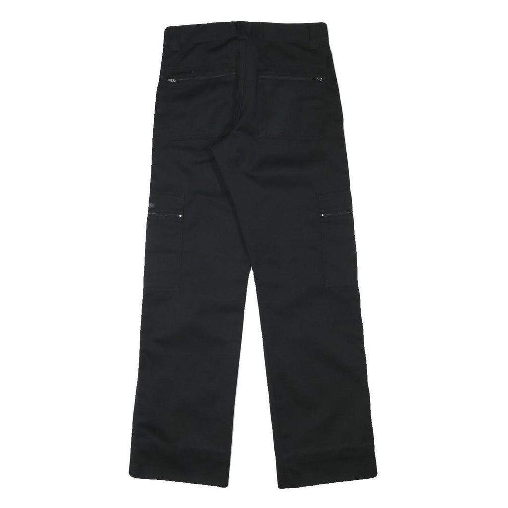 DRIVER Womens Black Regular Fit Straight Leg Trousers W27 L30 Zip Polyester