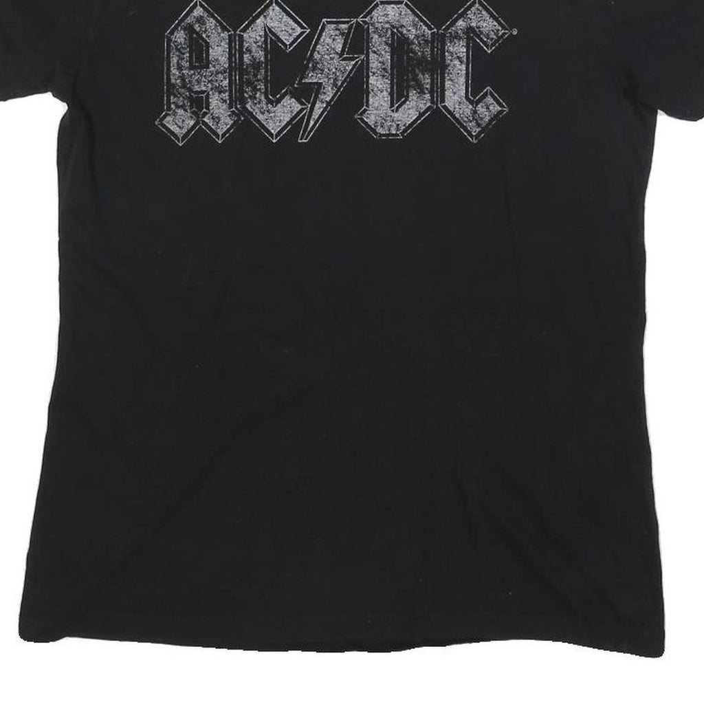 ACDC Womens Black Cotton Blend Graphic T-Shirt L Short Sleeve Crew Neck Band