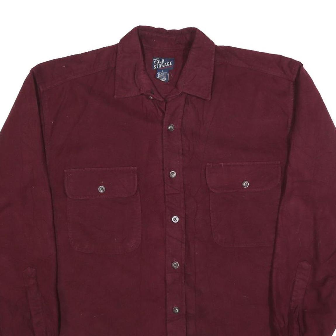 COLD STORAGE Mens Maroon Cotton Blend Shirt L Button Front Casual Workwear