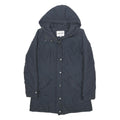 WOOLRICH Womens Navy Blue Hooded Cotton Blend Jacket L Zip Long Sleeve Casual