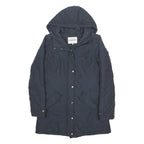 WOOLRICH Womens Navy Blue Hooded Cotton Blend Jacket L Zip Long Sleeve Casual
