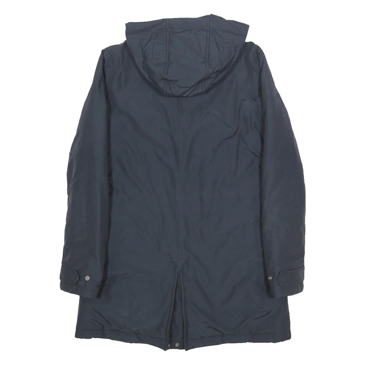 WOOLRICH Womens Navy Blue Hooded Cotton Blend Jacket L Zip Long Sleeve Casual
