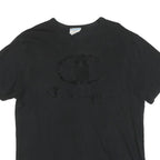 CHAMPION Mens Black Cotton Blend Graphic T-Shirt L Short Sleeve Crew Neck