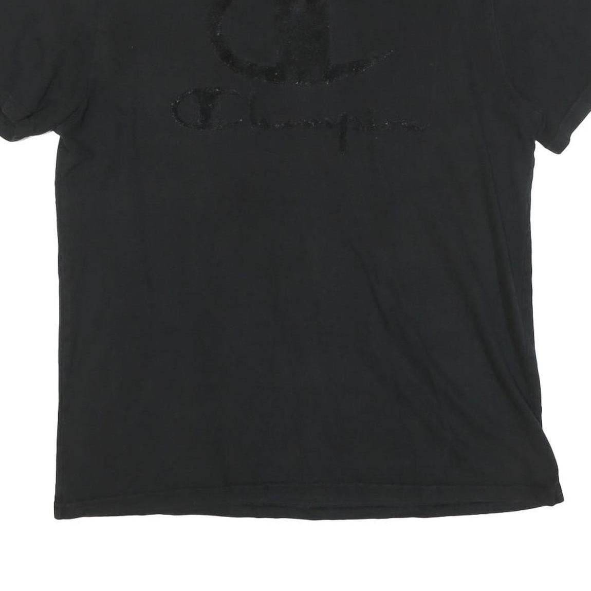 CHAMPION Mens Black Cotton Blend Graphic T-Shirt L Short Sleeve Crew Neck