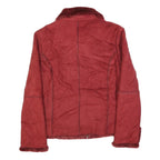 REP SPORT Womens Red Suede Zip Up Jacket M Suede Plain Stylish Casual Outerwear