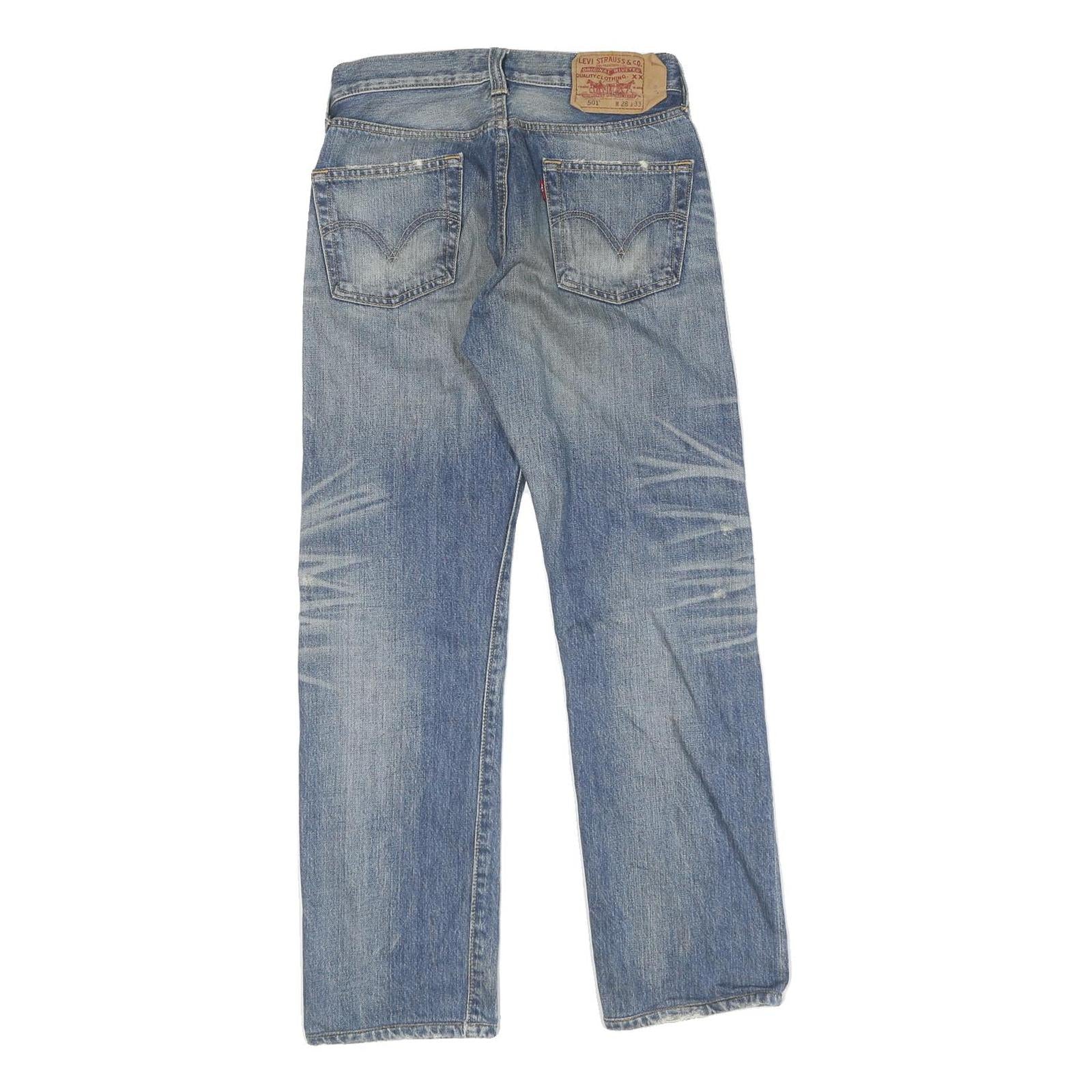 LEVI'S 501 Mens Jeans Blue Regular Straight Denim Medium W28 L27 Classic Zip