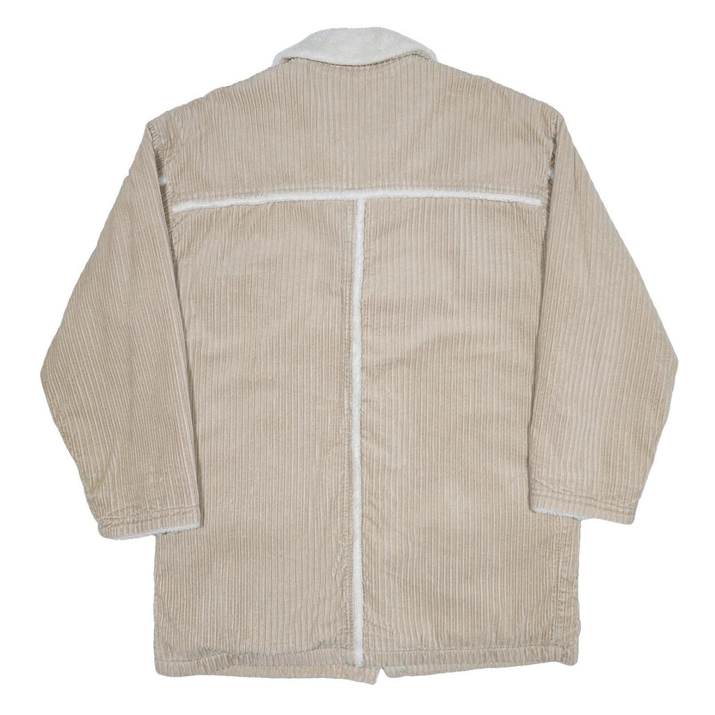 LEVI'S Mens Beige & White Corduroy Button Jacket M Polyester Blend Sherpa Collar