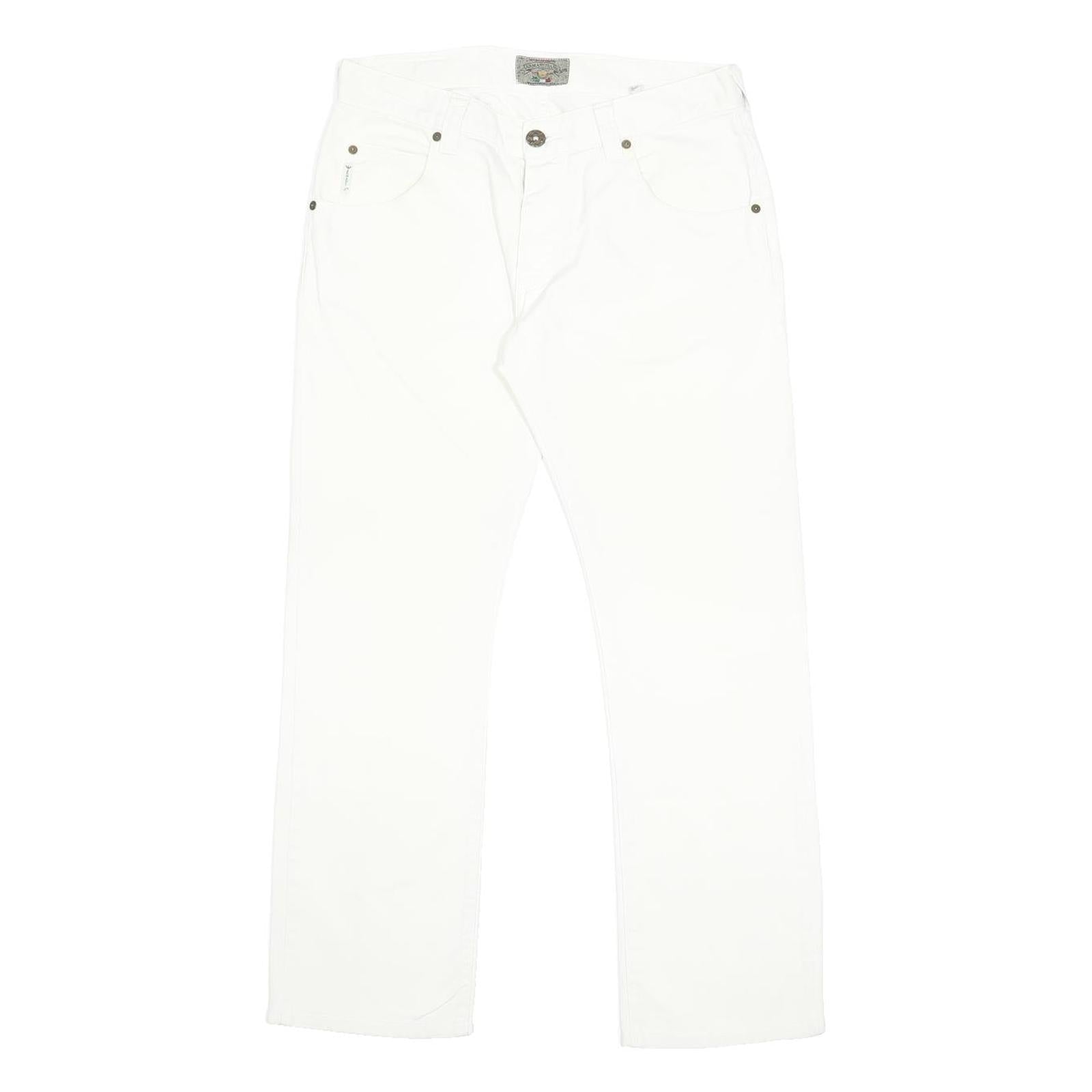 ARMANI JEANS Mens White Regular Fit Straight Denim Jeans W32 L29 Button Closure