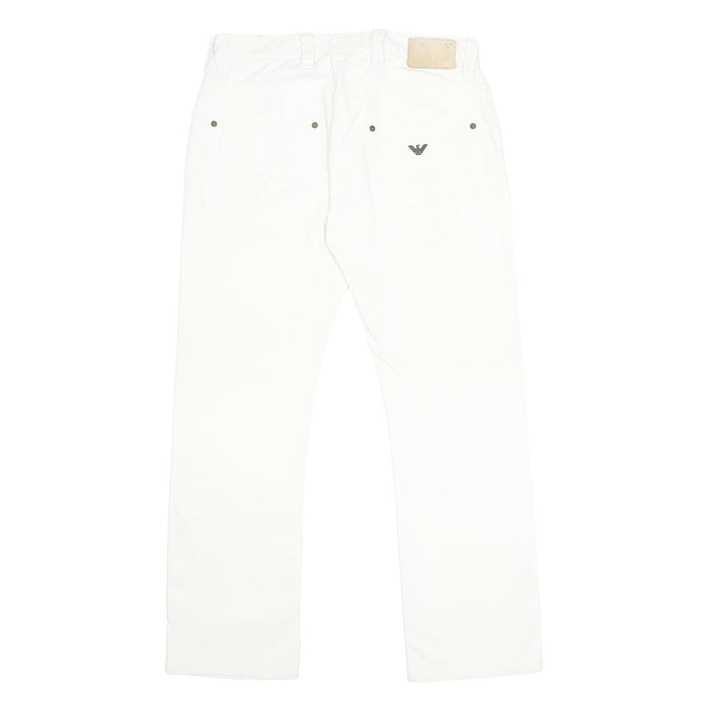 ARMANI JEANS Mens White Regular Fit Straight Denim Jeans W32 L29 Button Closure