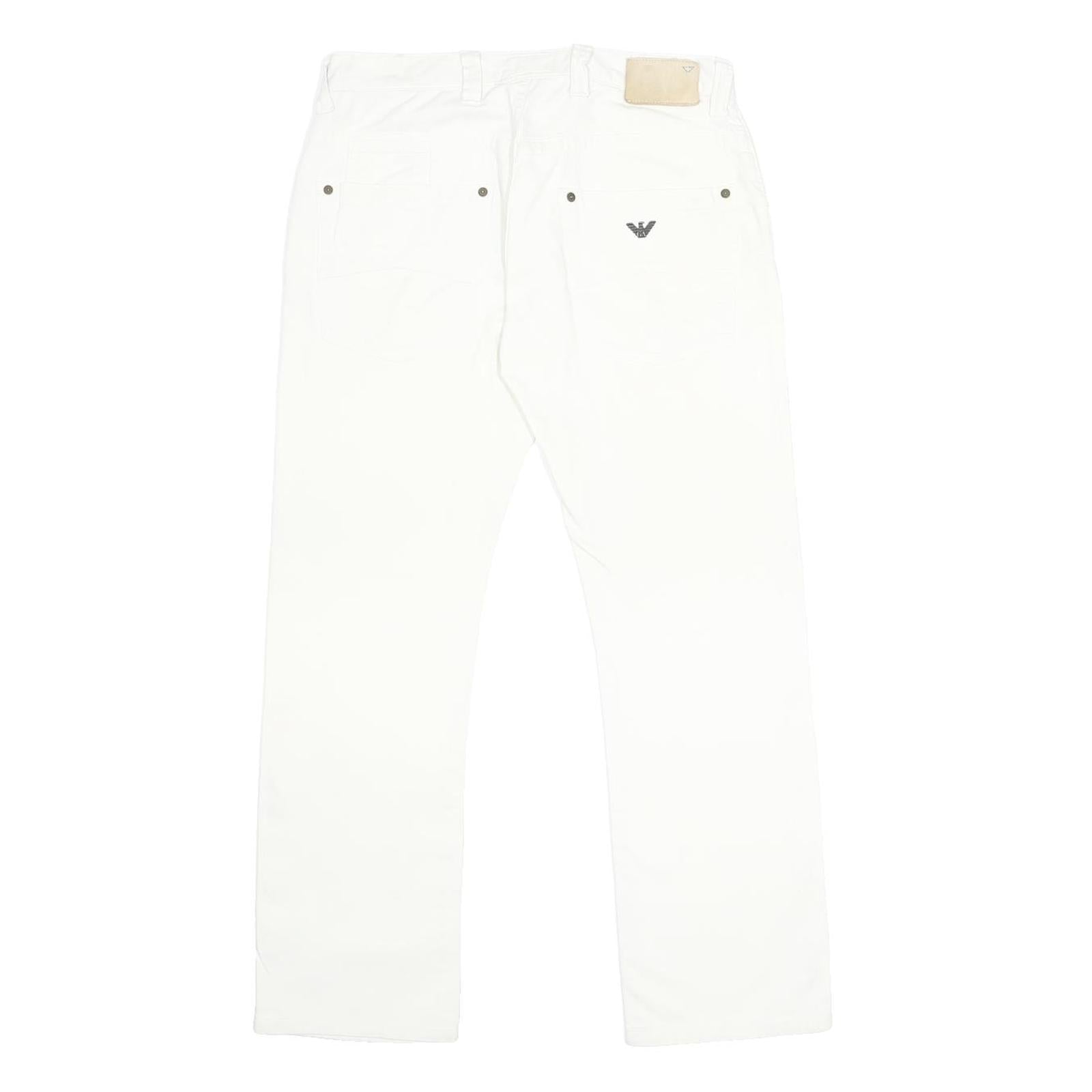ARMANI JEANS Mens White Regular Fit Straight Denim Jeans W32 L29 Button Closure