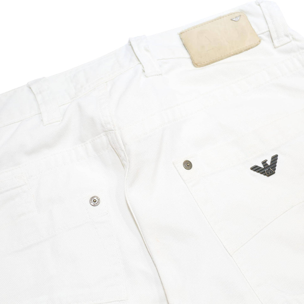 ARMANI JEANS Mens White Regular Fit Straight Denim Jeans W32 L29 Button Closure