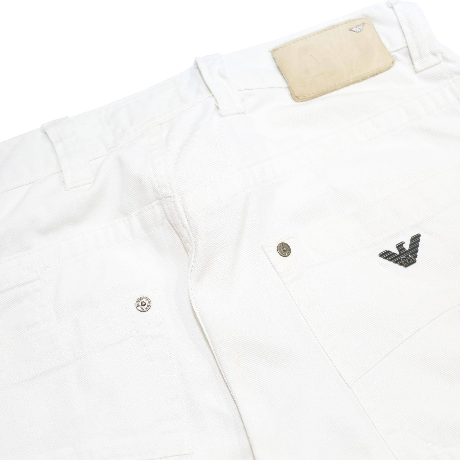 ARMANI JEANS Mens White Regular Fit Straight Denim Jeans W32 L29 Button Closure