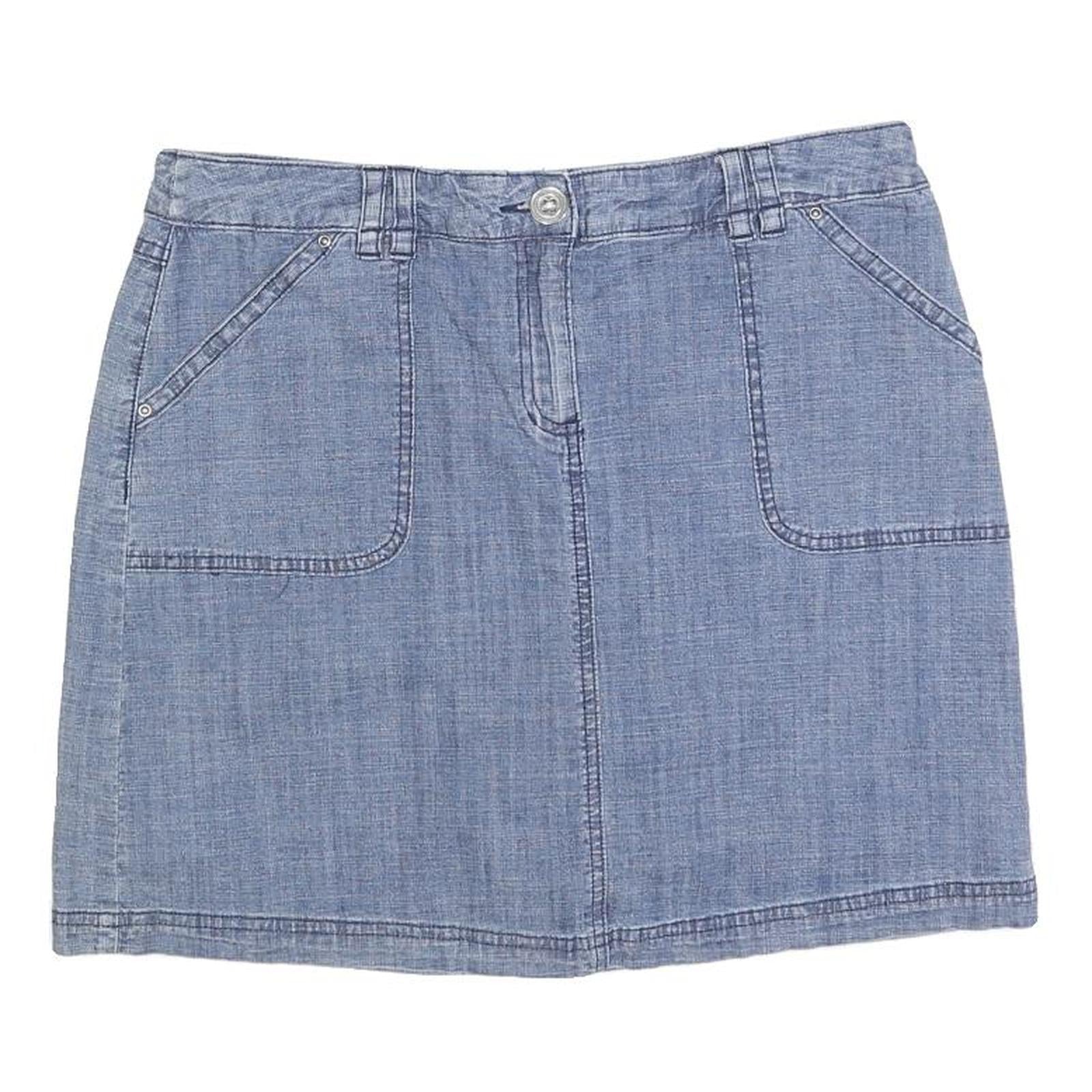KAREN SCOTT Womens Blue Denim Mini Cotton Blend Skirt M Casual Pocket Detail