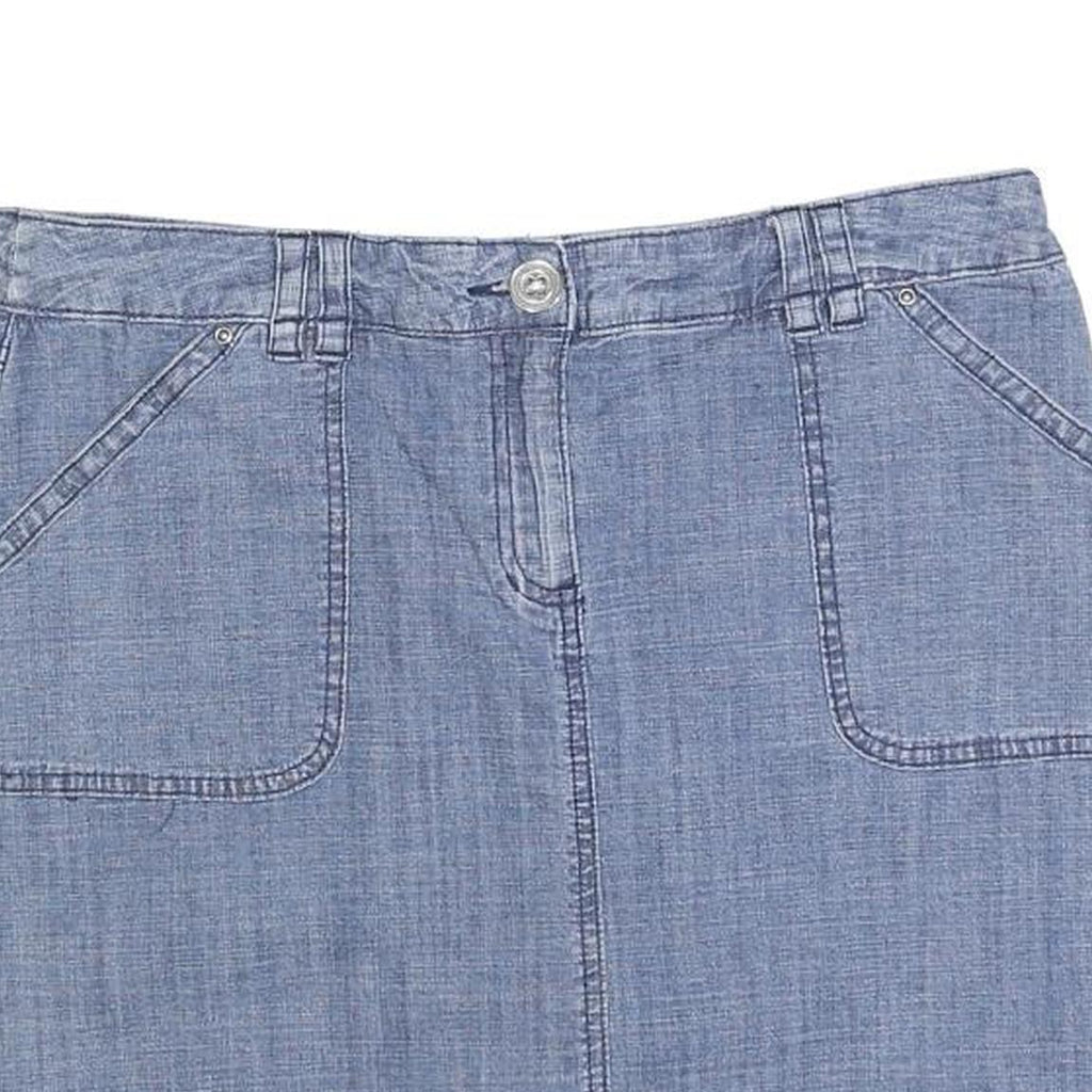 KAREN SCOTT Womens Blue Denim Mini Cotton Blend Skirt M Casual Pocket Detail