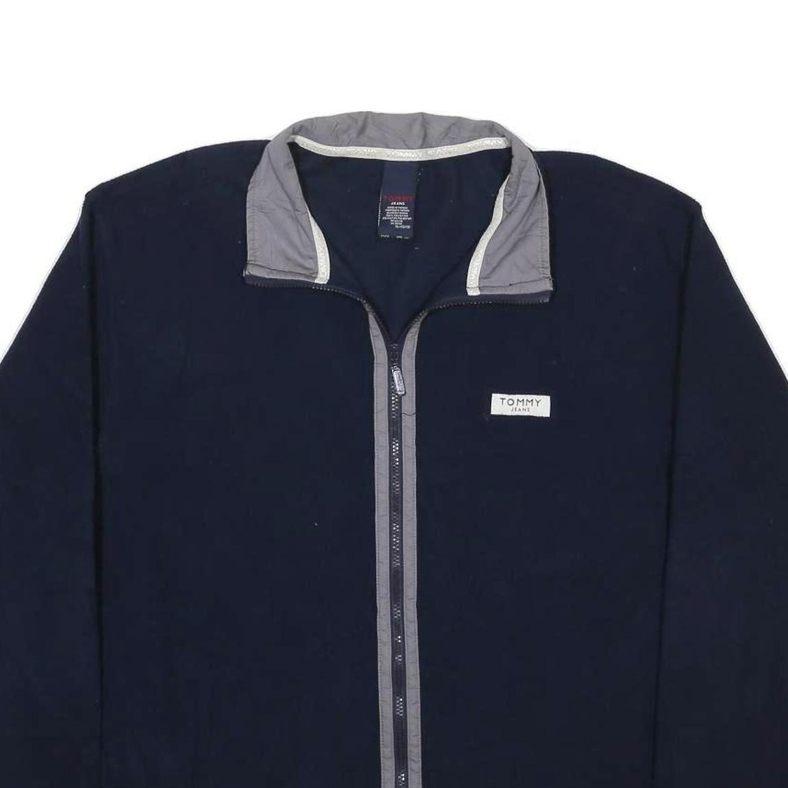TOMMY JEANS Mens Navy & Grey Jacket XL Polyester Plain Zip Casual Warm