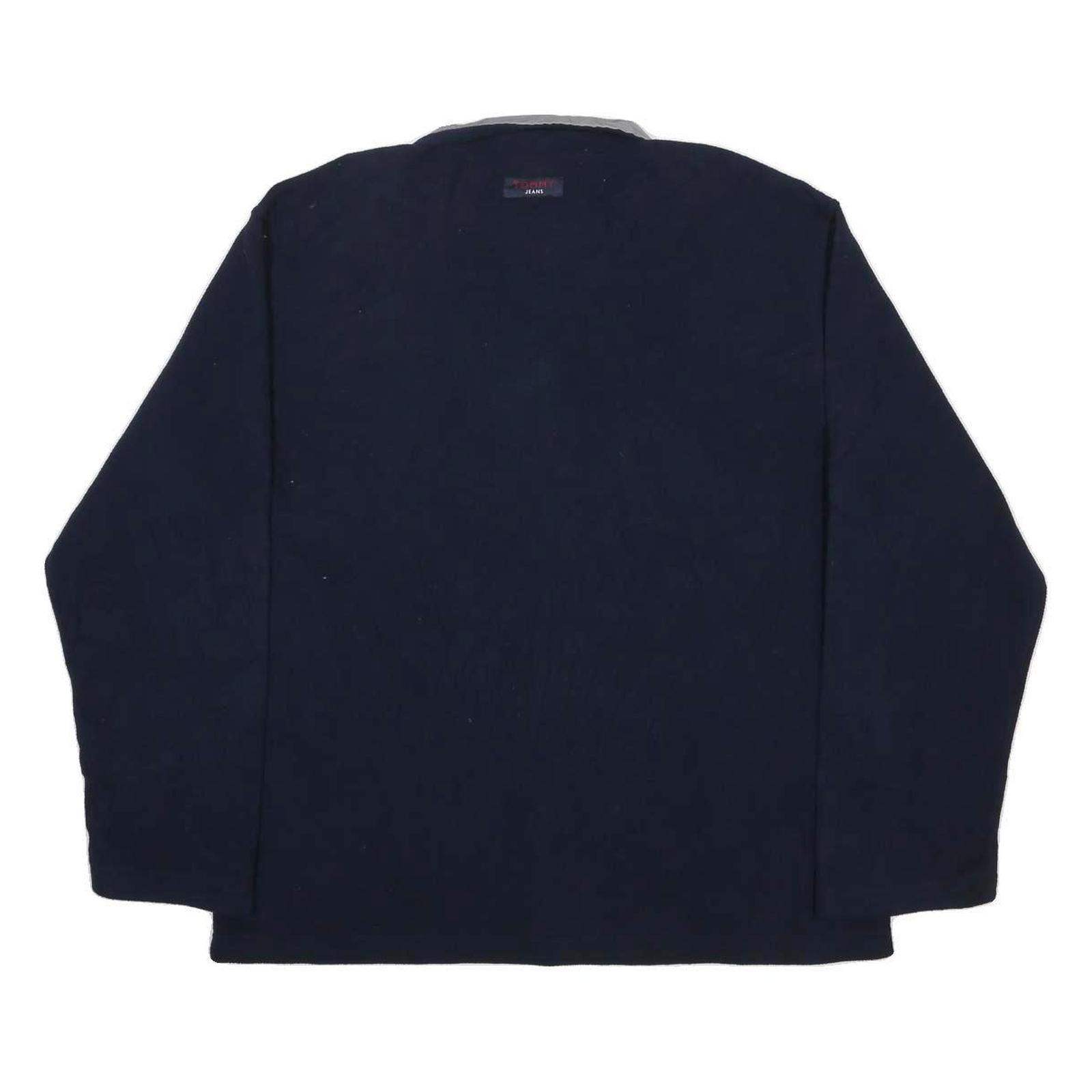 TOMMY JEANS Mens Navy & Grey Jacket XL Polyester Plain Zip Casual Warm