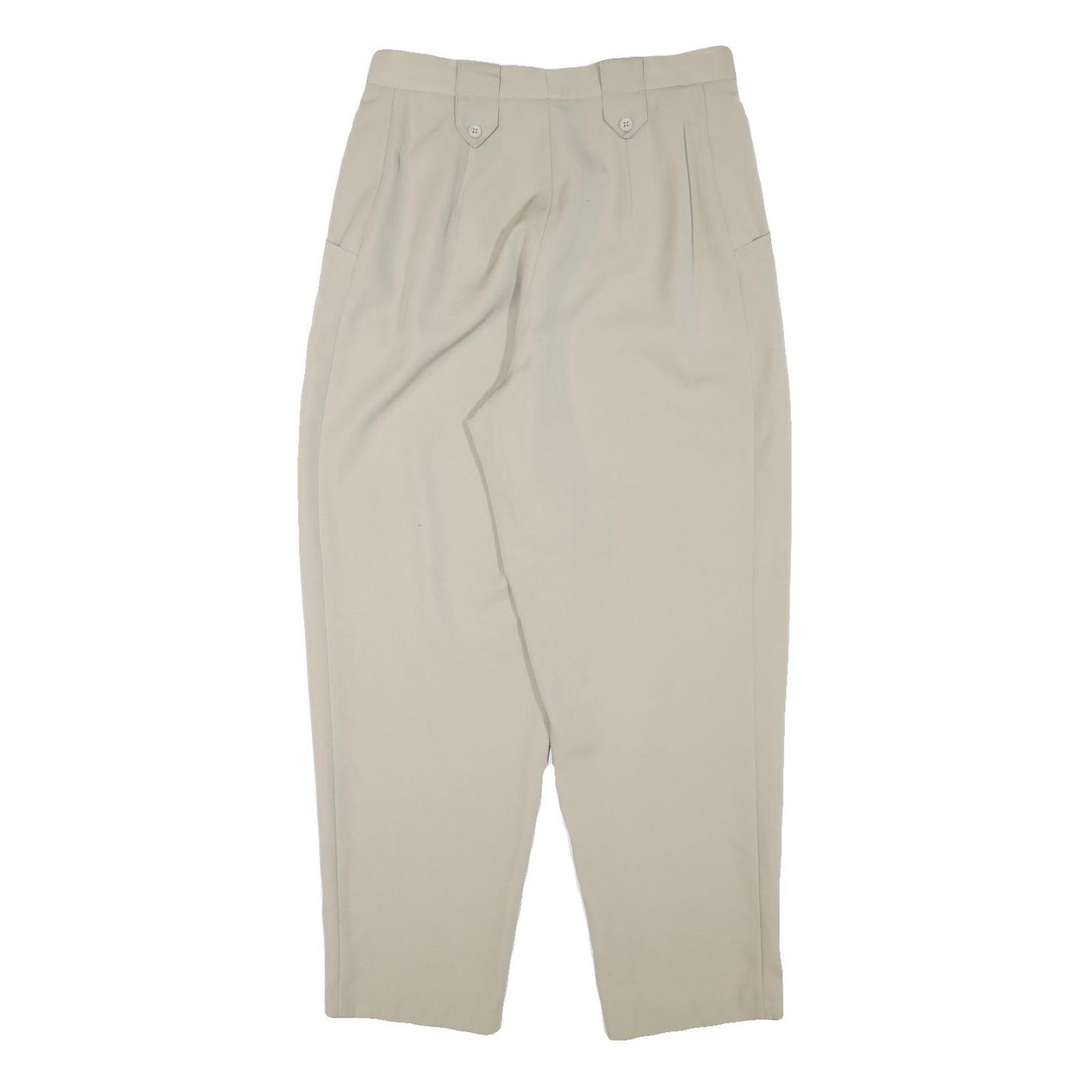 Womens Relaxed Fit Beige Trousers Polyester Blend W30 L28 Zip Casual Smart