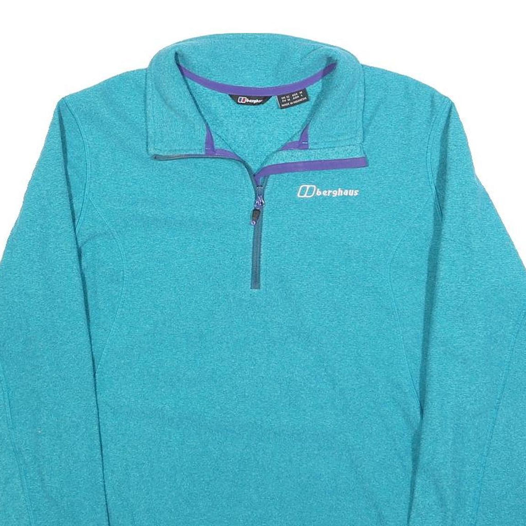 BERGHAUS Womens Blue Patterned Jumper 1/4 Zip Pullover UK 14 Outdoor Activewear