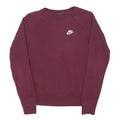 NIKE Womens Maroon Sweatshirt Crew Neck S Cotton Blend Pullover Logo