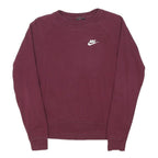 NIKE Womens Maroon Sweatshirt Crew Neck S Cotton Blend Pullover Logo