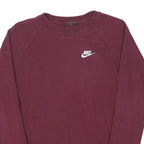 NIKE Womens Maroon Sweatshirt Crew Neck S Cotton Blend Pullover Logo