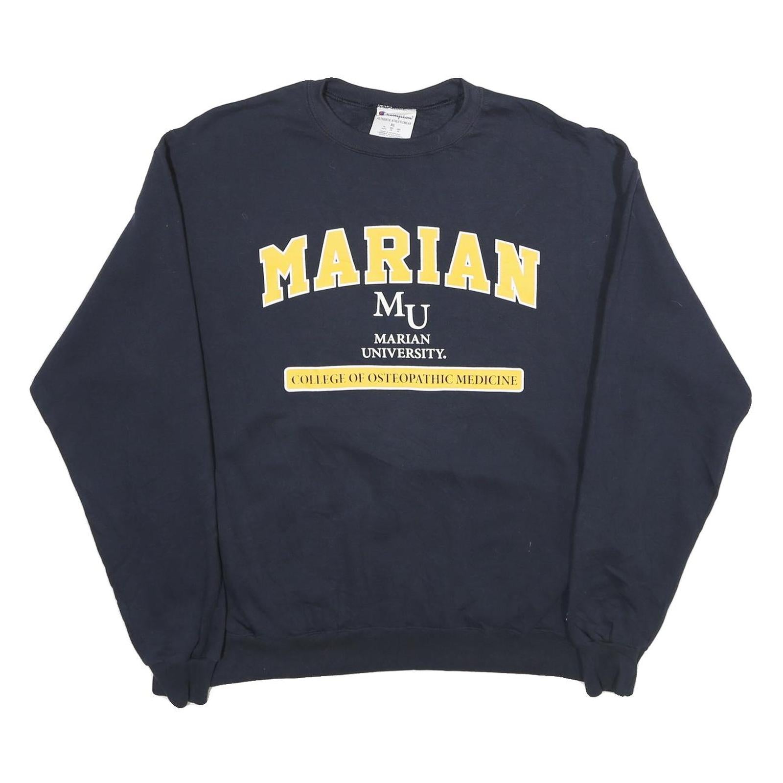 CHAMPION Mens Navy Blue Marian University Crew Neck XL College Sweatshirt