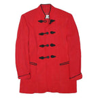 TIME COLLECTION Womens Red Button Jacket XS Viscose Blend Plain Elegant Tailored