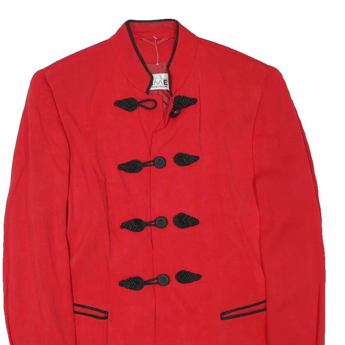 TIME COLLECTION Womens Red Button Jacket XS Viscose Blend Plain Elegant Tailored