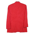 TIME COLLECTION Womens Red Button Jacket XS Viscose Blend Plain Elegant Tailored