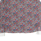 TRU Womens Red Blue Floral Print Shirt Long Sleeve Button Neck M Elegant Style
