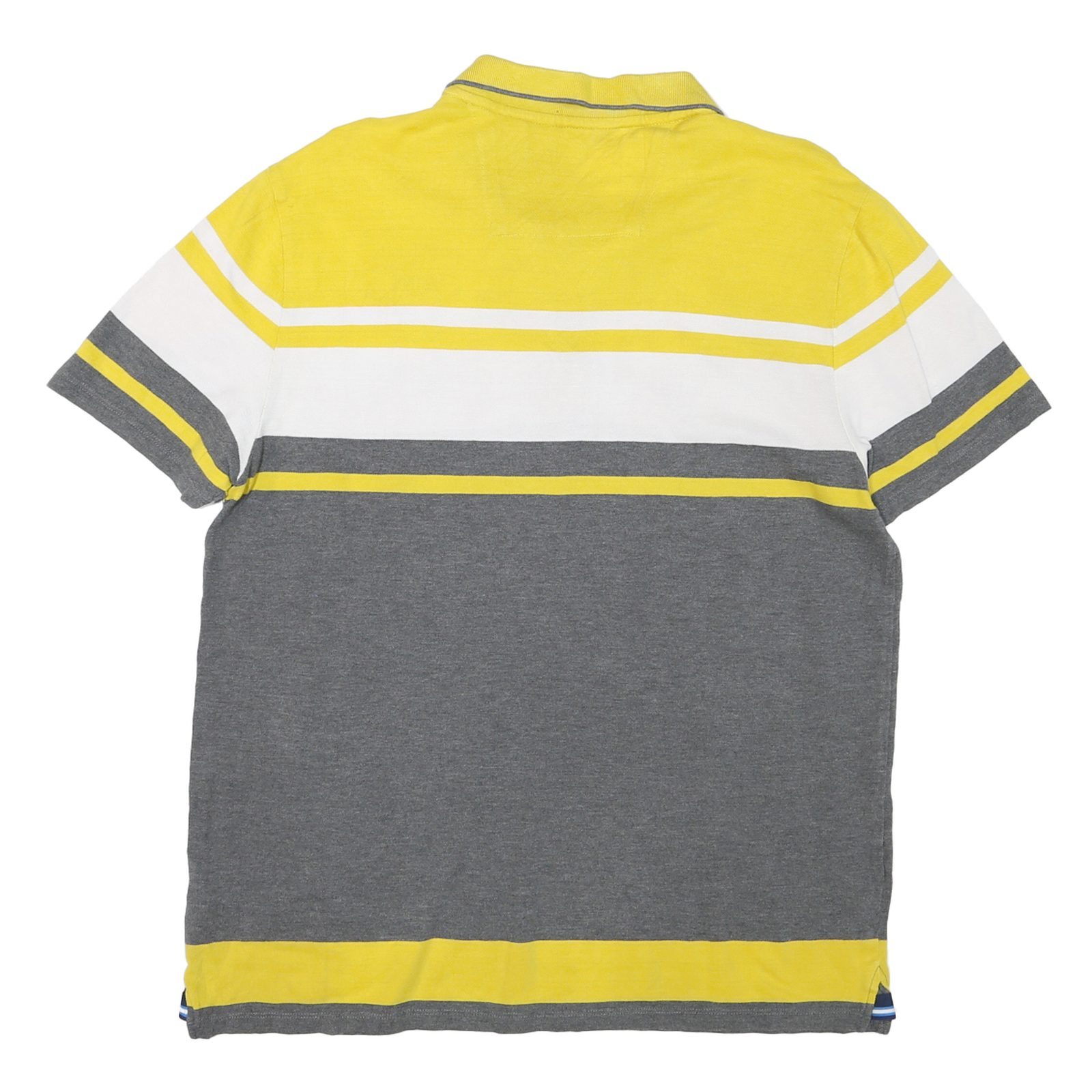 CALVIN KLEIN Mens Yellow & Grey Striped Short Sleeve Polo Shirt L Cotton Jersey