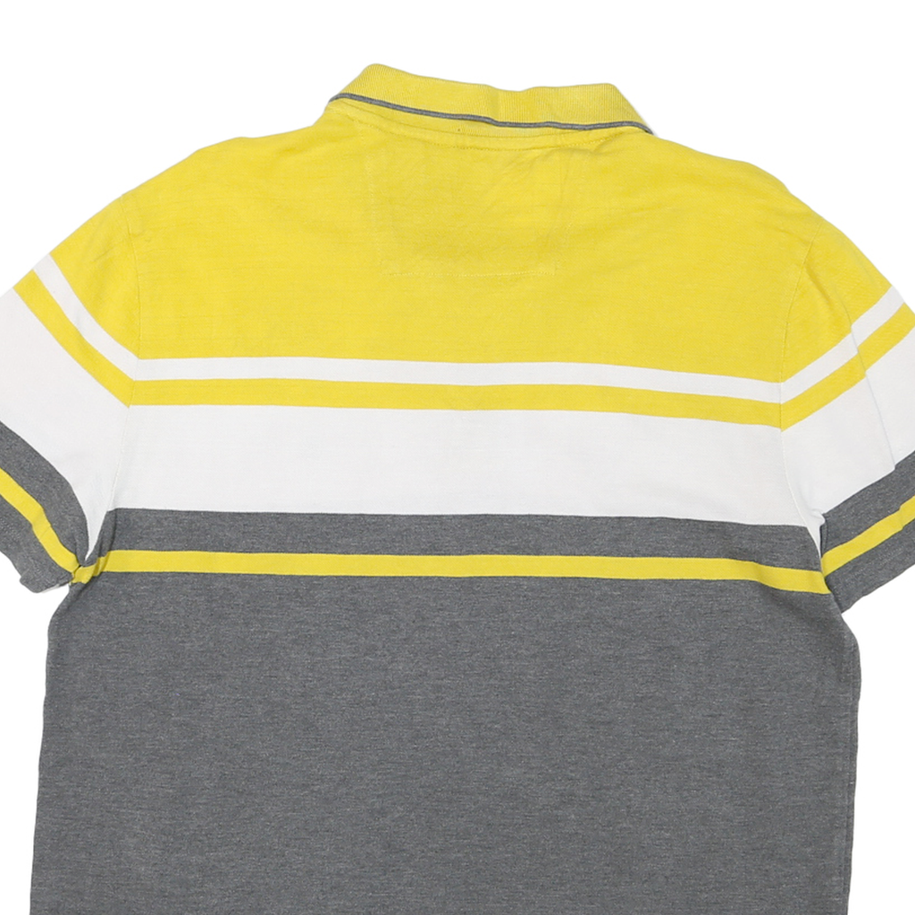 CALVIN KLEIN Mens Yellow & Grey Striped Short Sleeve Polo Shirt L Cotton Jersey
