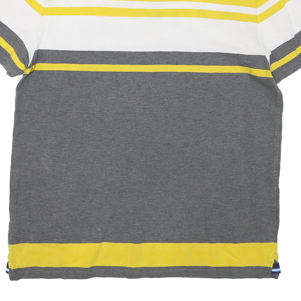 CALVIN KLEIN Mens Yellow & Grey Striped Short Sleeve Polo Shirt L Cotton Jersey