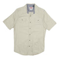 WRANGLER Mens Beige Short Sleeve Cotton Shirt S Casual Two Pocket Button Front