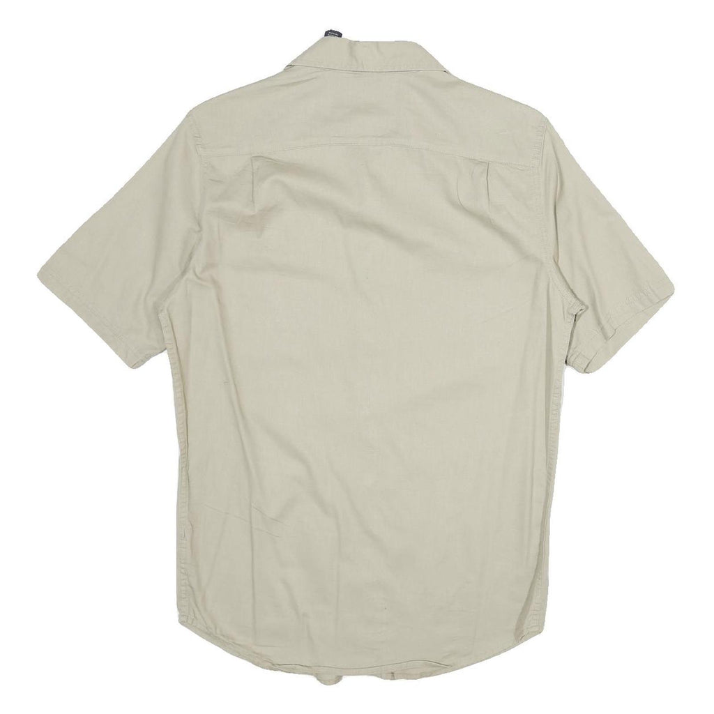 WRANGLER Mens Beige Short Sleeve Cotton Shirt S Casual Two Pocket Button Front